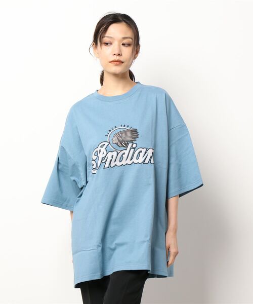 INDIAN(インディアン)の「《Bl》刺繍プリントオーバーサイズTシャツ 半袖 / INDIAN(Tシャツ/カットソー・レディース・ホワイト/ダークグリーン/ブルーグレー・LARGE/MEDIUM)」の11枚目の写真
