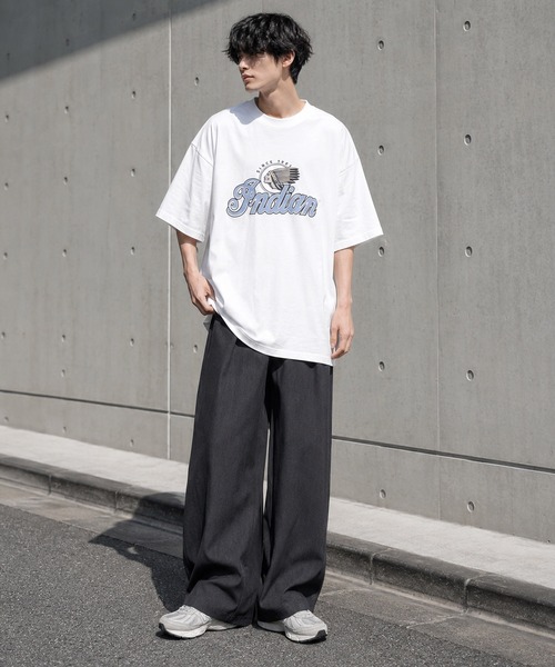 INDIAN(インディアン)の「《Bl》刺繍プリントオーバーサイズTシャツ 半袖 / INDIAN(Tシャツ/カットソー・レディース・ホワイト/ダークグリーン/ブルーグレー・LARGE/MEDIUM)」の6枚目の写真