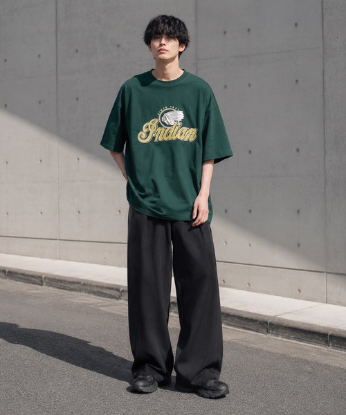 INDIAN(インディアン)の「《Bl》刺繍プリントオーバーサイズTシャツ 半袖 / INDIAN(Tシャツ/カットソー・レディース・ホワイト/ダークグリーン/ブルーグレー・LARGE/MEDIUM)」の10枚目の写真