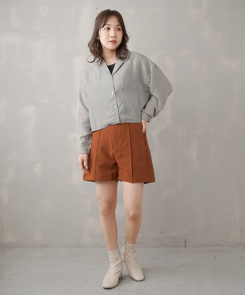 SPINNS（スピンズ）の「ギンガムチェック ショート丈ロングスリーブシャツ（シャツ/ブラウス・レディース・ホワイト/ブラック/ブルー・ONESIZE）」の17枚目の写真