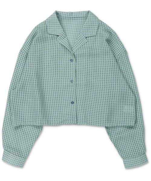 SPINNS（スピンズ）の「ギンガムチェック ショート丈ロングスリーブシャツ（シャツ/ブラウス・レディース・ホワイト/ブラック/ブルー・ONESIZE）」の8枚目の写真