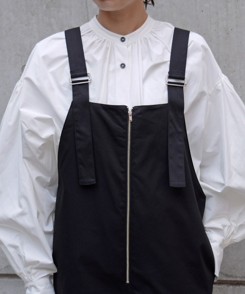 Marient（マリエント）の「ツイルワイドサロペットPT/オールインワン（サロペット/オーバーオール・レディース・ブラック/アイボリー・FREE）」の10枚目の写真