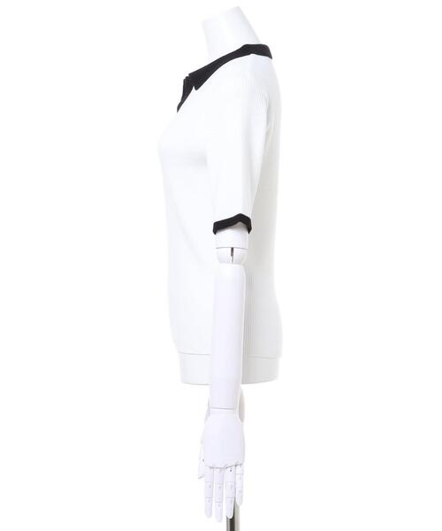 INGNI（イング）の「バイカラーリブポロニット（ニット/セーター・レディース・ホワイト×ブラック/ブラック×ホワイト/オレンジ/サックスブルー系1・M）」の6枚目の写真