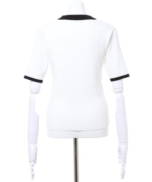 INGNI（イング）の「バイカラーリブポロニット（ニット/セーター・レディース・ホワイト×ブラック/ブラック×ホワイト/オレンジ/サックスブルー系1・M）」の7枚目の写真