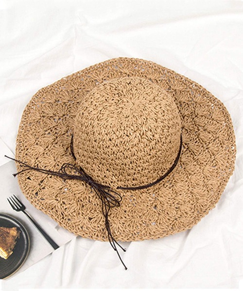 shopnikoniko(ショップニコニコ)の「クロシェ編みペーパー麦わら帽子(ハット・レディース・ブラウン/アイボリー・フリー)」の12枚目の写真