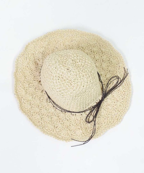 shopnikoniko(ショップニコニコ)の「クロシェ編みペーパー麦わら帽子(ハット・レディース・ブラウン/アイボリー・フリー)」の7枚目の写真