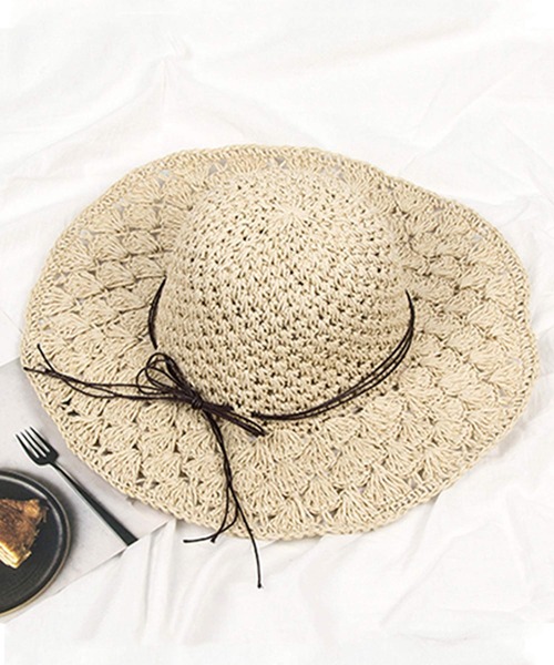 shopnikoniko(ショップニコニコ)の「クロシェ編みペーパー麦わら帽子(ハット・レディース・ブラウン/アイボリー・フリー)」の13枚目の写真