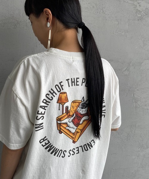 The Endless Summer（エンドレスサマー）の「[THE ENDLESS SUMMER/エンドレスサマー] 別注 BUHIサークルロゴ バックプリントTシャツ（Tシャツ/カットソー・レディース・ホワイト/グリーン/サックスブルー/イエロー・M/L/XL/S）」の2枚目の写真