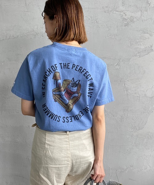 The Endless Summer（エンドレスサマー）の「[THE ENDLESS SUMMER/エンドレスサマー] 別注 BUHIサークルロゴ バックプリントTシャツ（Tシャツ/カットソー・レディース・ホワイト/グリーン/サックスブルー/イエロー・M/L/XL/S）」の3枚目の写真
