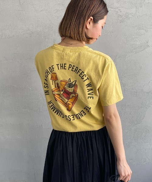 The Endless Summer（エンドレスサマー）の「[THE ENDLESS SUMMER/エンドレスサマー] 別注 BUHIサークルロゴ バックプリントTシャツ（Tシャツ/カットソー・レディース・ホワイト/グリーン/サックスブルー/イエロー・M/L/XL/S）」の4枚目の写真