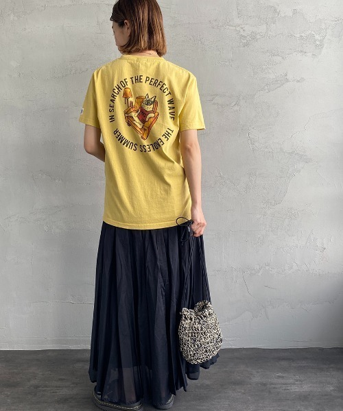 The Endless Summer（エンドレスサマー）の「[THE ENDLESS SUMMER/エンドレスサマー] 別注 BUHIサークルロゴ バックプリントTシャツ（Tシャツ/カットソー・レディース・ホワイト/グリーン/サックスブルー/イエロー・M/L/XL/S）」の16枚目の写真