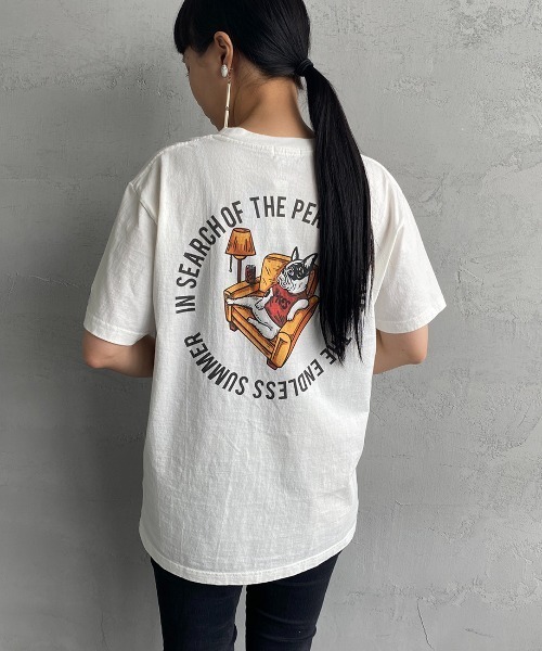 The Endless Summer（エンドレスサマー）の「[THE ENDLESS SUMMER/エンドレスサマー] 別注 BUHIサークルロゴ バックプリントTシャツ（Tシャツ/カットソー・レディース・ホワイト/グリーン/サックスブルー/イエロー・M/L/XL/S）」の19枚目の写真