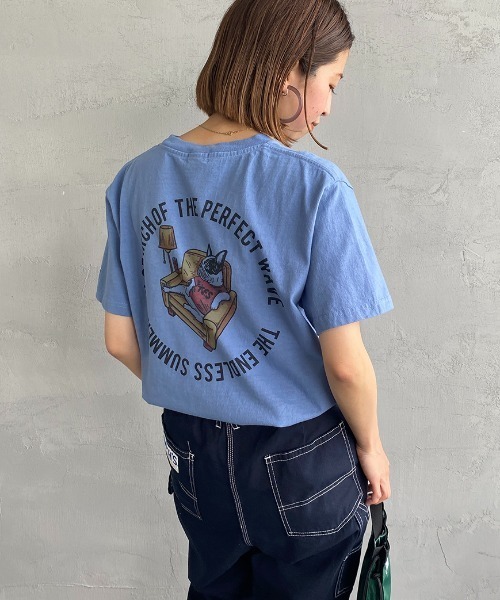 The Endless Summer（エンドレスサマー）の「[THE ENDLESS SUMMER/エンドレスサマー] 別注 BUHIサークルロゴ バックプリントTシャツ（Tシャツ/カットソー・レディース・ホワイト/グリーン/サックスブルー/イエロー・M/L/XL/S）」の12枚目の写真