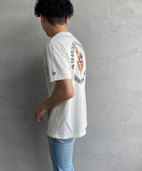 The Endless Summer（エンドレスサマー）の「[THE ENDLESS SUMMER/エンドレスサマー] 別注 BUHIサークルロゴ バックプリントTシャツ（Tシャツ/カットソー・レディース・ホワイト/グリーン/サックスブルー/イエロー・M/L/XL/S）」の6枚目の写真