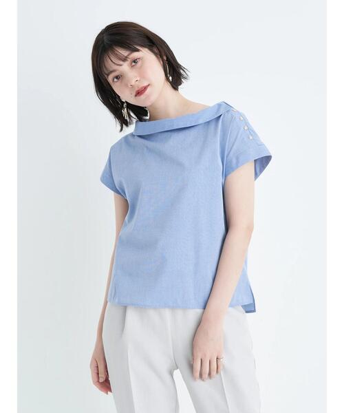 YECCA VECCA（イェッカヴェッカ）の「金釦ロールカラーブラウス（シャツ/ブラウス・レディース・ホワイト/ブルー/ブルー系その他6・FREE）」の15枚目の写真