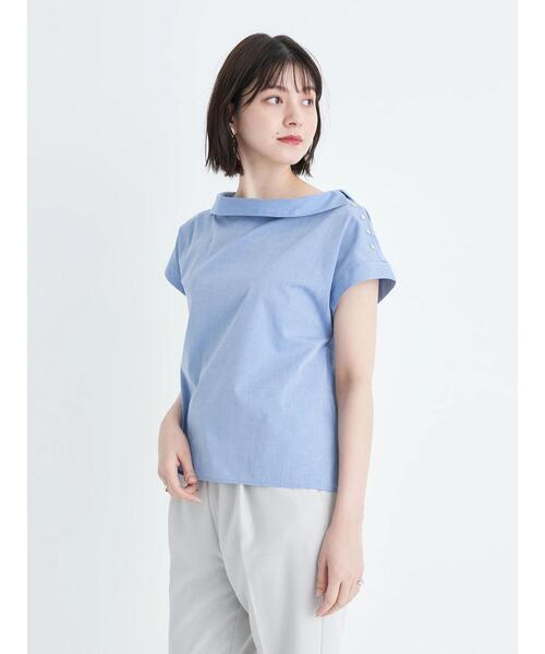 YECCA VECCA（イェッカヴェッカ）の「金釦ロールカラーブラウス（シャツ/ブラウス・レディース・ホワイト/ブルー/ブルー系その他6・FREE）」の16枚目の写真