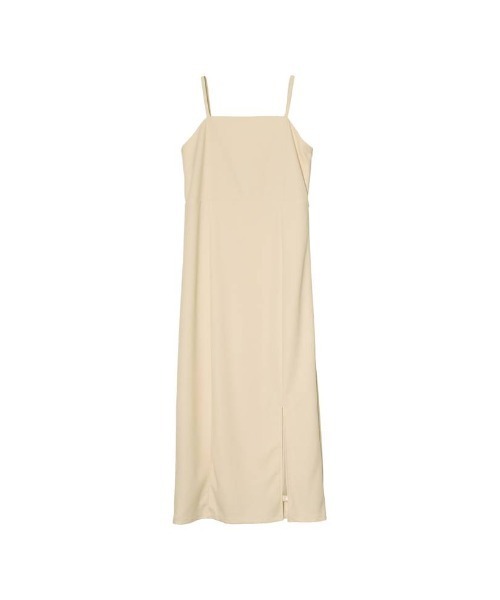 Re:EDIT（リエディ）の「[イージーケア]ジョーゼットポンチスリットキャミワンピース（ジャンパースカート・レディース・ブラック/アイボリー/モカ・MEDIUM/LARGE/SHORT/TALL）」の2枚目の写真