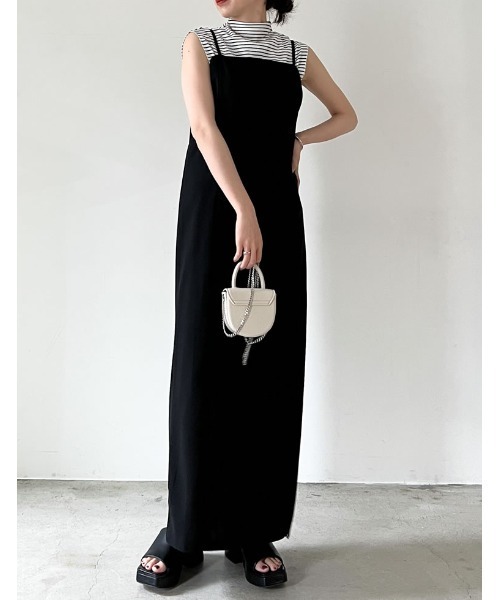 Re:EDIT（リエディ）の「[イージーケア]ジョーゼットポンチスリットキャミワンピース（ジャンパースカート・レディース・ブラック/アイボリー/モカ・MEDIUM/LARGE/SHORT/TALL）」の18枚目の写真