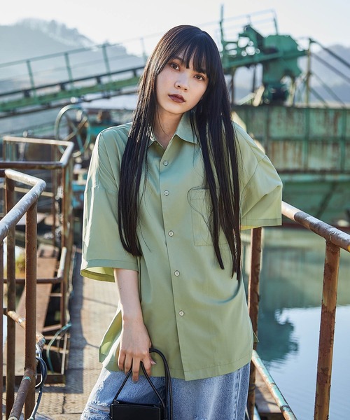 iisy（イージー）の「【 iisy 】ワンポイントロゴビッグシャツ（シャツ/ブラウス・メンズ・ブルー系その他4/ミント/ブラック/ライトグレー・XL/M/L/S）」の5枚目の写真