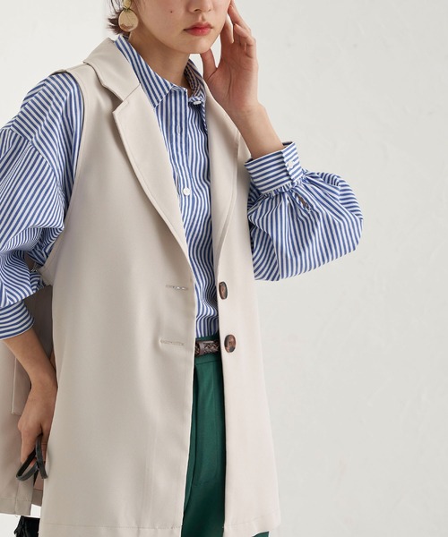 BELLUNA PLUS(ベルーナ)の「ベルト使いデザインジレ(ベスト・レディース・ブラック/ベージュ/モカ・MEDIUM/LARGE)」の21枚目の写真
