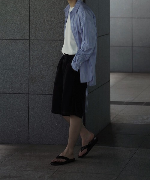 VINTAGE BLACK WASHED TWILL WIDE SHORTS（その他パンツ）｜WYM LIDNM