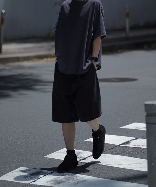 VINTAGE BLACK WASHED TWILL WIDE SHORTS（その他パンツ）｜WYM LIDNM
