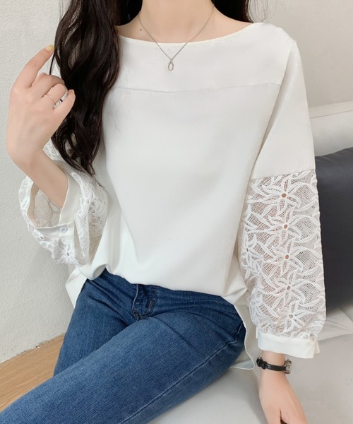 ABITOKYO(アビトーキョー)の「レース切替ブラウス(シャツ/ブラウス・レディース・ホワイト/ブラック・M/L)」の3枚目の写真