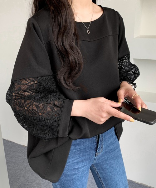 ABITOKYO(アビトーキョー)の「レース切替ブラウス(シャツ/ブラウス・レディース・ホワイト/ブラック・M/L)」の8枚目の写真