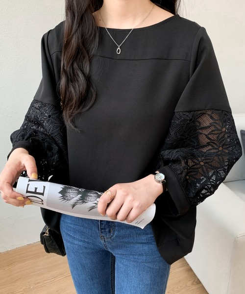 ABITOKYO(アビトーキョー)の「レース切替ブラウス(シャツ/ブラウス・レディース・ホワイト/ブラック・M/L)」の9枚目の写真