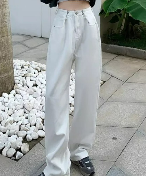 CLEA（クレア）の「ウエストタック ハイウエストデニムパンツ（デニムパンツ・レディース・ライトブルー/ブラック/ブルー/ホワイト/ブルー系その他/ピンク・S/M）」の2枚目の写真