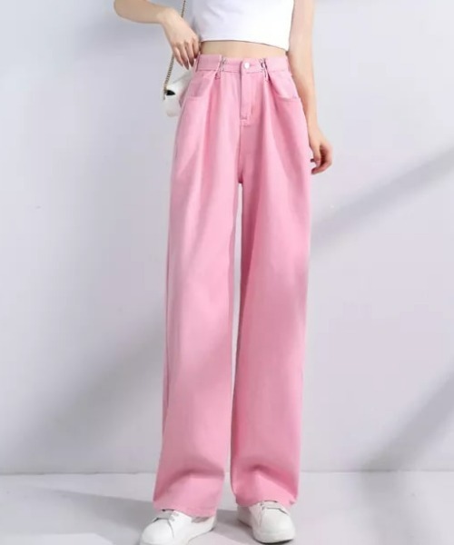 CLEA（クレア）の「ウエストタック ハイウエストデニムパンツ（デニムパンツ・レディース・ライトブルー/ブラック/ブルー/ホワイト/ブルー系その他/ピンク・S/M）」の6枚目の写真