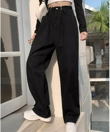 ウエストタック ハイウエストデニムパンツ