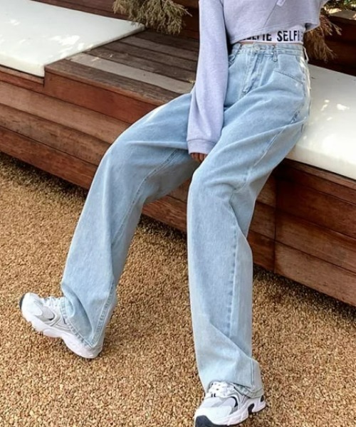 CLEA（クレア）の「ウエストタック ハイウエストデニムパンツ（デニムパンツ・レディース・ライトブルー/ブラック/ブルー/ホワイト/ブルー系その他/ピンク・S/M）」の15枚目の写真