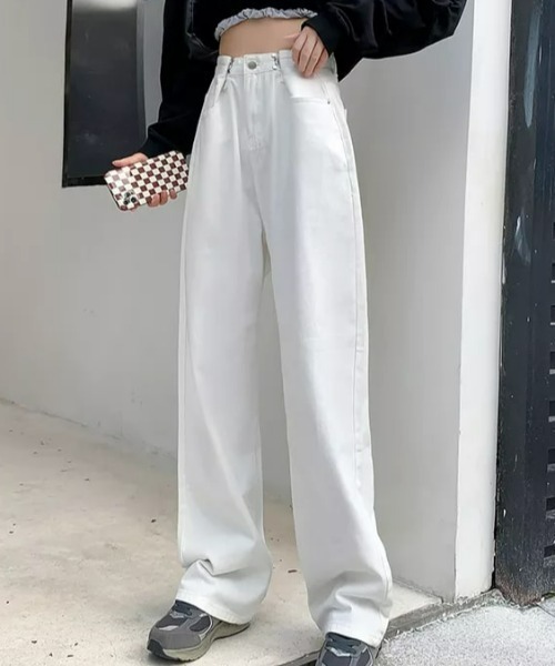 CLEA（クレア）の「ウエストタック ハイウエストデニムパンツ（デニムパンツ・レディース・ライトブルー/ブラック/ブルー/ホワイト/ブルー系その他/ピンク・S/M）」の7枚目の写真