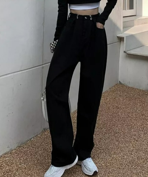 CLEA（クレア）の「ウエストタック ハイウエストデニムパンツ（デニムパンツ・レディース・ライトブルー/ブラック/ブルー/ホワイト/ブルー系その他/ピンク・S/M）」の11枚目の写真