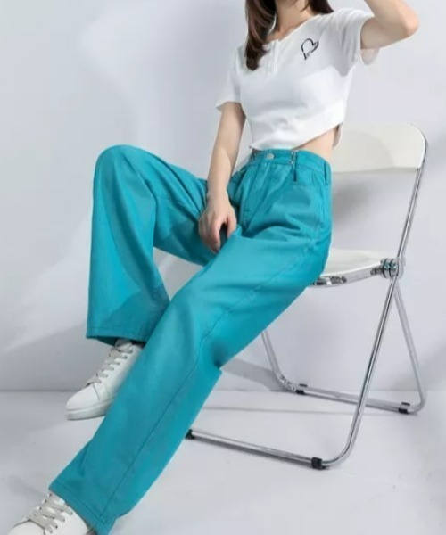 CLEA（クレア）の「ウエストタック ハイウエストデニムパンツ（デニムパンツ・レディース・ライトブルー/ブラック/ブルー/ホワイト/ブルー系その他/ピンク・S/M）」の19枚目の写真