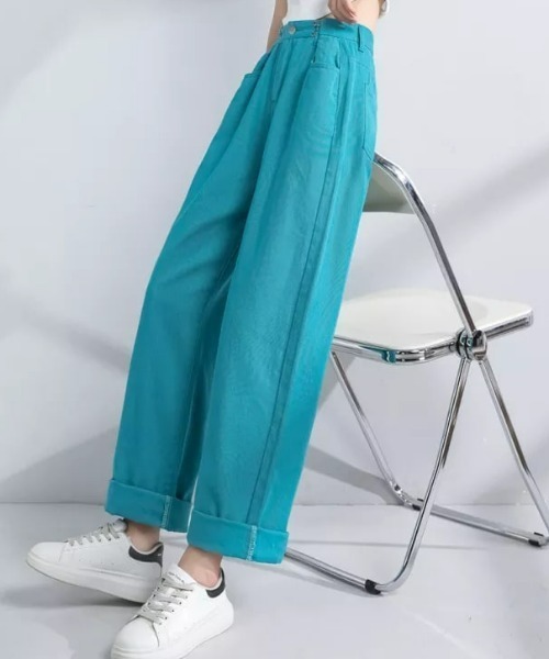 CLEA（クレア）の「ウエストタック ハイウエストデニムパンツ（デニムパンツ・レディース・ライトブルー/ブラック/ブルー/ホワイト/ブルー系その他/ピンク・S/M）」の20枚目の写真