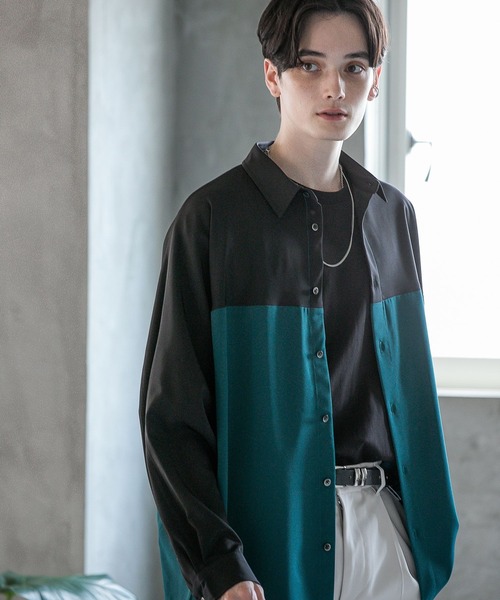 RAGEBLUE（レイジブルー）の「ラグイージー/切替デザインシャツ（シャツ/ブラウス・メンズ・ホワイト/ブラック/グリーン/ブラック系その他/ベージュ系その他・SMALL/MEDIUM/LARGE）」の4枚目の写真