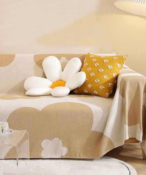 aimoha（アイモハ）の「【丸洗いOK！】大花柄のソファーカバー/ブランケット（ブランケット・レディース・ベージュ/オフホワイト/カーキ/イエロー/オレンジ/グリーン・FREE）」の14枚目の写真