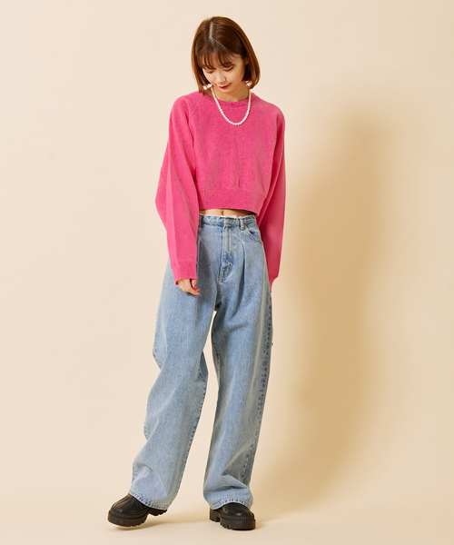 U by SPICK&SPAN（ユーバイスピックアンドスパン）の「マイクロスウェットトップス（スウェット・レディース・ピンク/バーガンディー・FREE）」の5枚目の写真