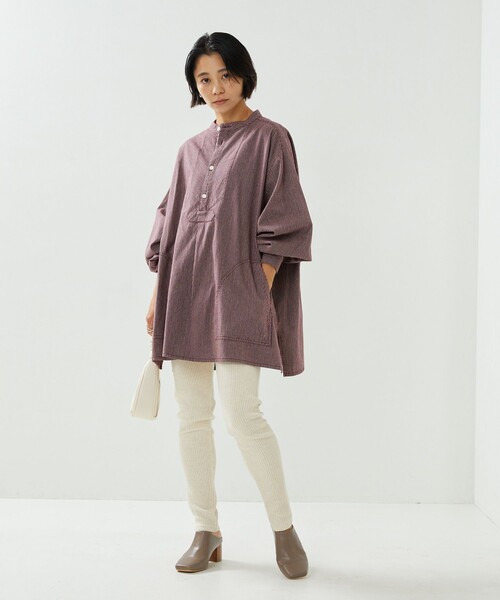 FREAK'S STORE（フリークスストア）の「フィッシャーマンストライプチュニックシャツ（シャツ/ブラウス・レディース・ブラウン/ブルー・ﾌﾘ-）」の5枚目の写真