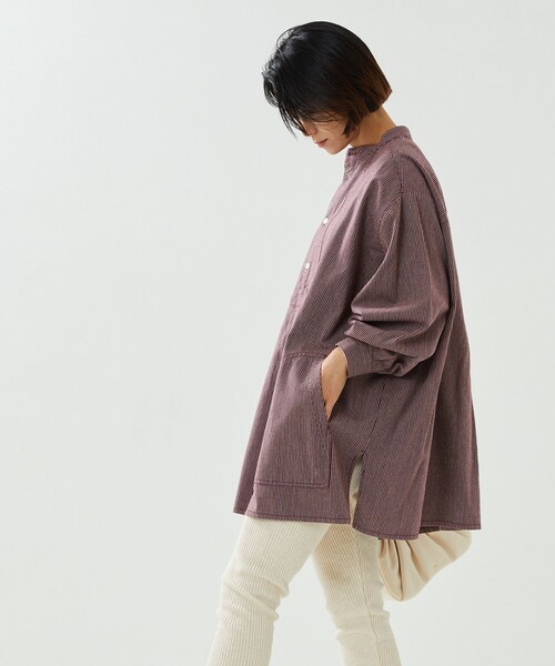 FREAK'S STORE（フリークスストア）の「フィッシャーマンストライプチュニックシャツ（シャツ/ブラウス・レディース・ブラウン/ブルー・ﾌﾘ-）」の7枚目の写真
