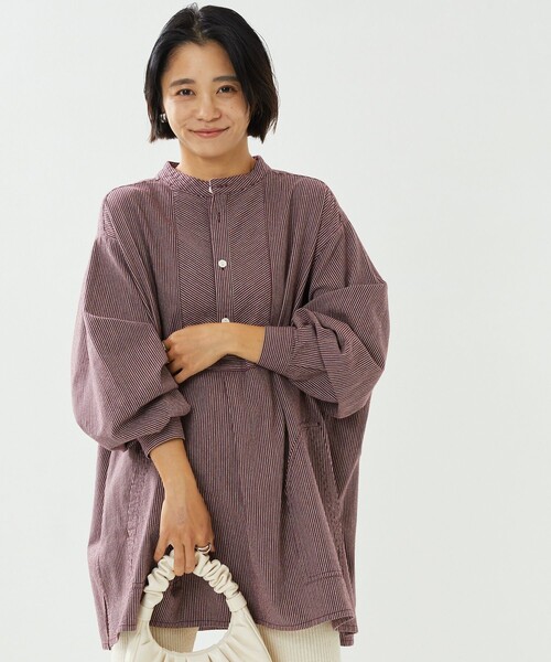 FREAK'S STORE（フリークスストア）の「フィッシャーマンストライプチュニックシャツ（シャツ/ブラウス・レディース・ブラウン/ブルー・ﾌﾘ-）」の9枚目の写真