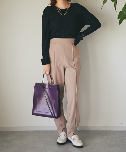 un dix cors(アンディコール)の「大人のリラックスパンツ ジョガーパンツ(その他パンツ・レディース・ライトグレー/ネイビー/キャメル・FREE)」の9枚目の写真