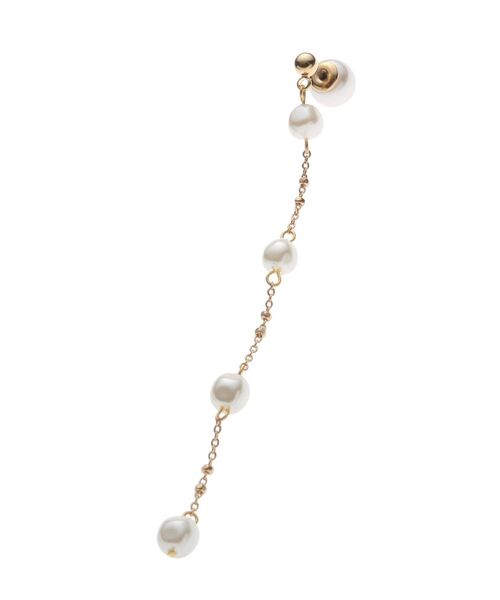 LAGUNAMOON（ラグナムーン）の「LADYフェイクパールカッティングチェーンピアス（ピアス（両耳用）・レディース・アイボリー・FREE）」の2枚目の写真