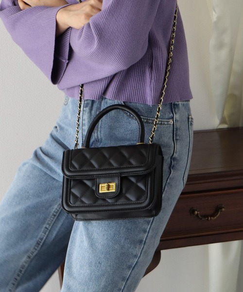 BLUEEAST（ブルーイースト）の「キルティングチェーンショルダーバッグ（ショルダーバッグ・レディース・ブラック/ピンク/パープル・FREE）」の5枚目の写真