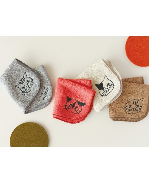 松尾ミユキ/ハンドタオル/猫刺繍（ハンカチ/ハンドタオル）｜松尾