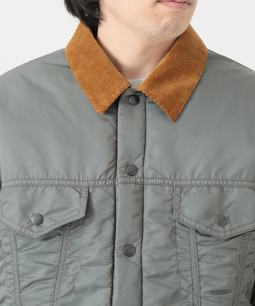 Alpha Industries（アルファインダストリーズ）の「【ALPHA / アルファ】別注 TRUCKER JACKET（ミリタリージャケット・メンズ・グレー/ブラック・LARGE/SMALL/MEDIUM）」の3枚目の写真