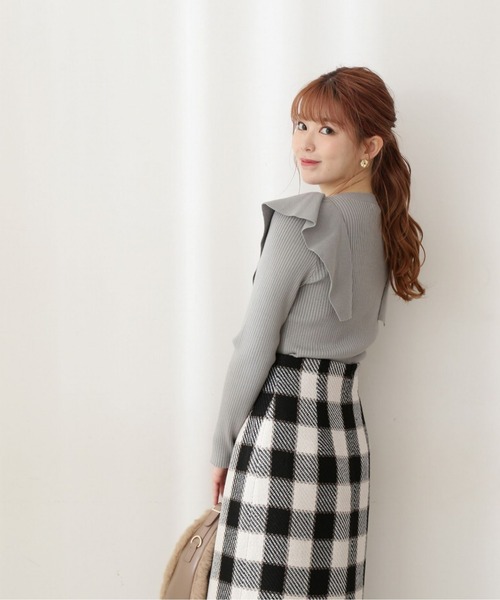 PROPORTION BODY DRESSING(プロポーションボディドレッシング)の「フレアディティールニット / 1212270013(ニット/セーター・レディース・ブラック/ライトグリーン/ホワイト系その他・FREE)」の3枚目の写真