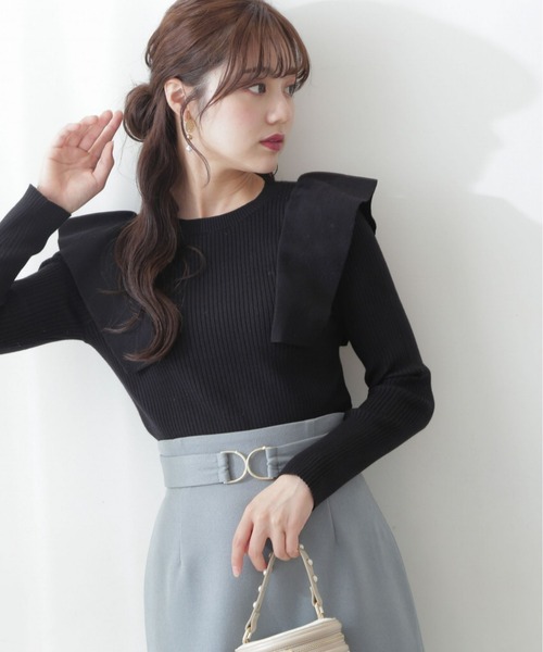 PROPORTION BODY DRESSING(プロポーションボディドレッシング)の「フレアディティールニット / 1212270013(ニット/セーター・レディース・ブラック/ライトグリーン/ホワイト系その他・FREE)」の2枚目の写真